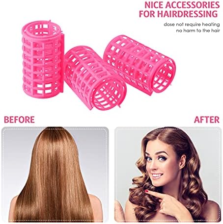 Syhood 12 Pcs 1.4 in Jumbo Plastic Hair Rollers Curlers for Women, Pink - Image 4