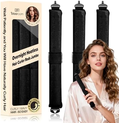 Heatless Curls Overnight, Satin Curling Rods to Sleep in, 3 Pcs by BLAAROOM