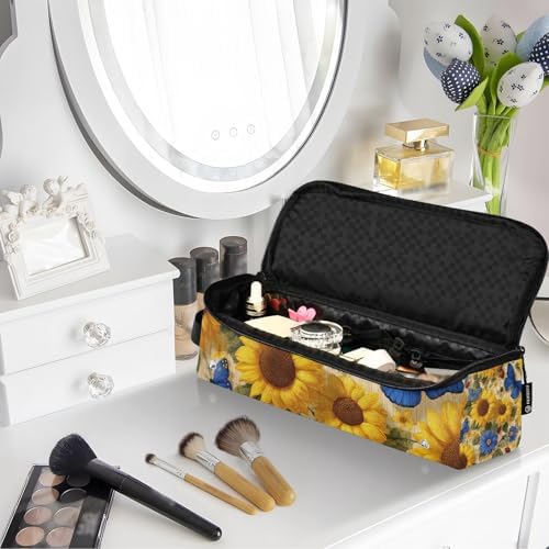 Hair Tools Travel Bag with Heat Resistant Mat 2-in-1 Hot Tools Travel Bag Organizer Flat Curling Iron Travel Case for Straightener Farmhouse Sunflower Butterfly Ladybugs - Image 7