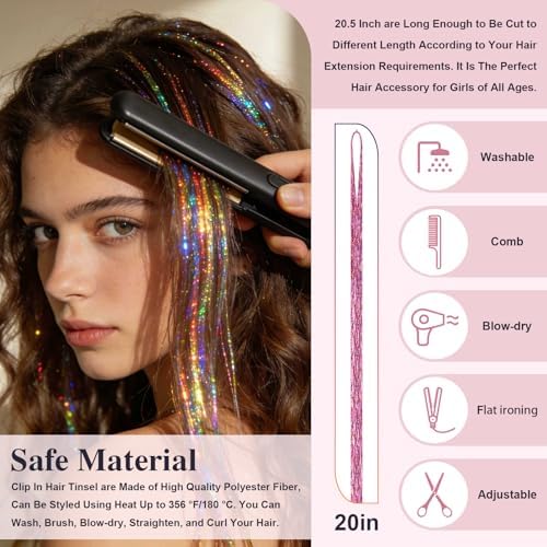 Leuceiy 14 Color 36" Hair Tinsel Kit, 4200 Strands Heat Resistant with Tool - Image 4