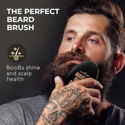 GUARD&MARINE Wave & Beard Brush for Men – Natural Boar Bristles, Palm Curve Design, Wood Handle – Shapes 360 Waves & Softens Beard - Image 4