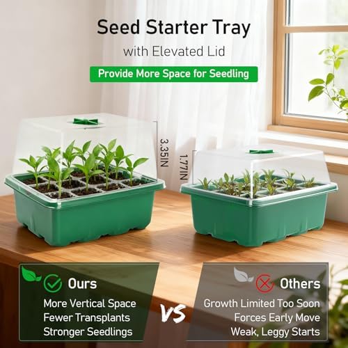 MIXC 10 Pack Seed Starter Tray, 120 Cell Stater Kit with Elevated Lid Green - Image 2
