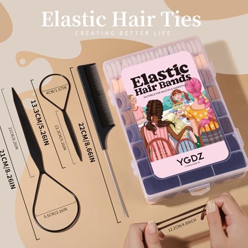 YGDZ Baby Hair Ties, 280 PCS Hair Accessories for Girls, Toddler, Kids, Cotton Elastics Hair Bands with Organizer Box, Seamless Small Ponytail Holders, Neutral Colors - Image 3
