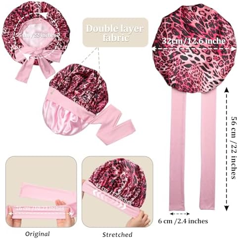 AWAYTR 2-Layer Satin Hair Bonnet, Tie Band Sleep Cap for Women - Image 2