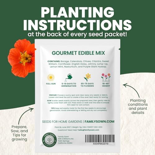 Gourmet Edible Mix – 1,000 Premium Seeds for Planting – Fresh Culinary Flowers & Herbs – 2026 Season – 5 Gram Pouch - Image 3