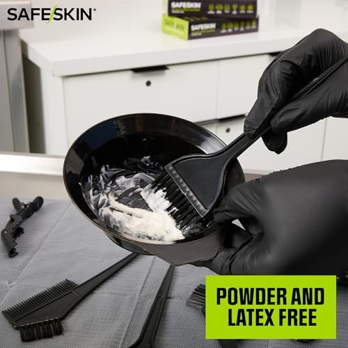 SAFESKIN Black Nitrile Disposable Gloves Powder Free Latex Free Tattoo, Food Prep, 3.5 mil - Image 3