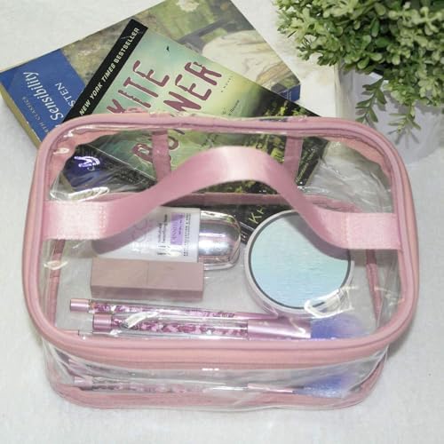 2-Pack Toiletry Bag Makeup Cosmetic Clear Bag Portable Waterproof Transparent Travel Large Storage Pink - Image 6