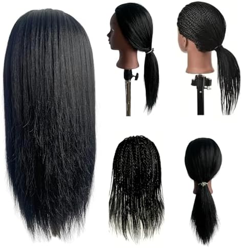 Black Mannequin Head for Braiding, Training Doll Head for Hair Styling Kids - Image 5