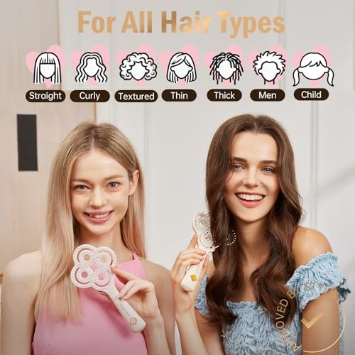 Simetra Detangler Hair Brush for Woman and Men, Original Detangling Brush for Curly Hair/Fine &Thick/Wet & Dry Hair, Flexible Bristles Hairbrush - Natural Crystal Inlay & 14K Gold Plating - Image 4