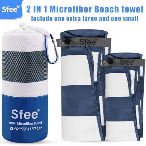 Sfee 2 in 1 Microfiber Oversized Beach Towel, Quick Dry Towel Travel Towel Camping Towel Super Absorbent Compact Lightweight Sports Gym Towels for Beach,Gym, Hiking, Pool, Backpacking, Bath, Yoga - Image 4