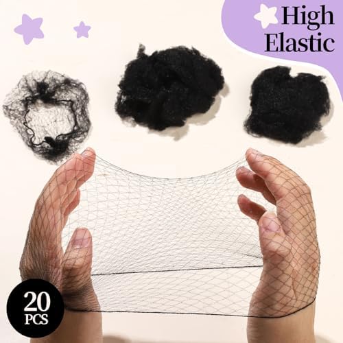 FANDAMEI 30cm Hair Net for Kids, Invisible Hair Nets 20PCS with 40PCS U Shaped Hair Pins, Hair Nets for Buns, Bun Hair Nets for Ballet Girls Hair Accessories Set for Women, Girls-Black - Image 7