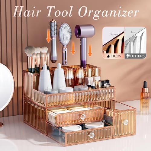 Youdepot Golden Tempered Glass Vanity Organizer for Cosmetics - Image 2