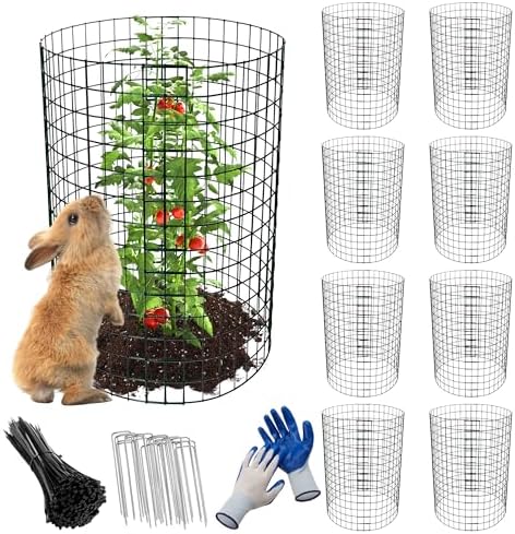 8 Pack 16x12 inch Plant Protector, Wire Garden Cages with Stakes & Ties by Anothera