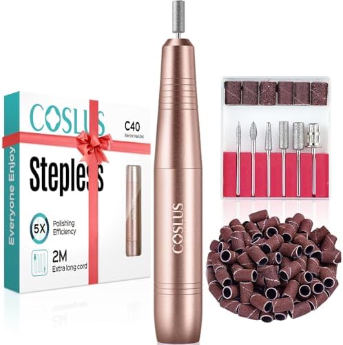 COSLUS C40 Electric Nail Drill Professional, Precise Speed Dial, Golden by COSLUS
