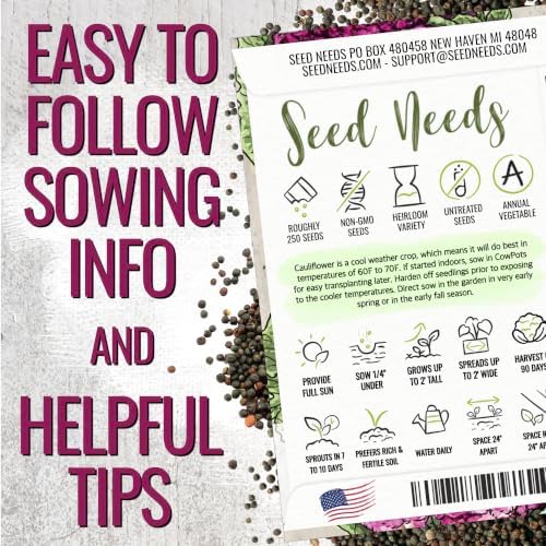 Seed Needs Purple Sicily Cauliflower Seeds to Plant Heirloom 2 Packs - Image 4