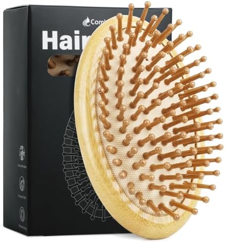 Bamboo Hair Brush – Scalp Massager for Hair Growth & Detangling by Combetter