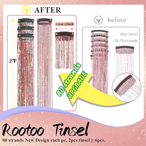 Hair Tinsel Clip in Gold-pink Fairy Hair Tinsel Kit - Image 2