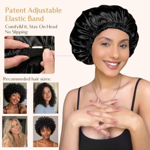 YANIBEST Adjustable Satin Bonnet to Reduce Frizz, Silk Feeling Hair Wrap - Image 4