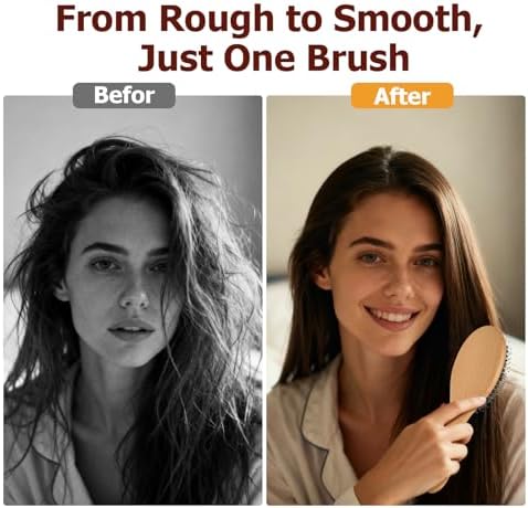 Boar Bristle Hair Brush Gift Set for Women & Men, 100% Natural Bristle - Image 4