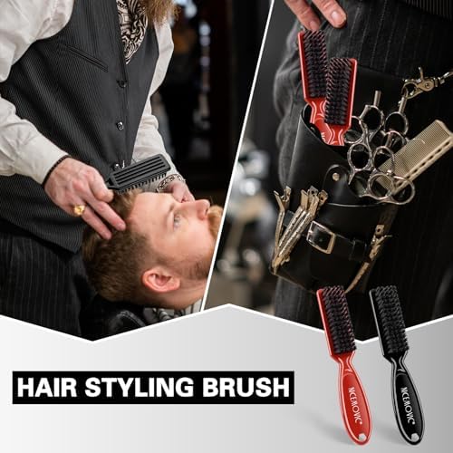 NICEMOVIC Barber Clipper Cleaning Brushes, 10 Pcs Plastic Handle Nylon Bristles, Anti-Slip Handle Mini Brush Bulk Set, Duster Manicure Brush for Hair Styling Tools, Kitchen Sink, Shoes (Black&Red) - Image 4