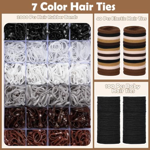 Brown Hair Accessories for Girls, 2194 Pcs Neutral Color Elastic Hair Ties Set with Rubber Bands Baby Hair Clips Bobby Pins Hair Styling Tools Hair Tie Cutter Hair Stuff for Toddler Kids - Image 3