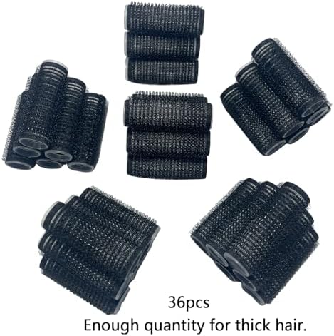 36PCS Self Grip Small Hair Curlers Heatless Roller Hair Curlers Pro Salon Hairdressing Curler DIY Curly Hairstyle Hair Rollers Tools Rat Tail Comb for Women Medium Short Hair(0.8x2.4in-black) - Image 4