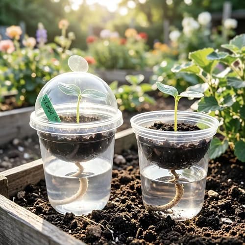 15 Set Nursery Pots with Humidity Dome, Clear Nursery Pots with Drainage, Self Watering Small Plant Pots, Seedling Pots for Plants, Seed Starter Pots for Planting Vegetables Fruit (Thick) - Image 4