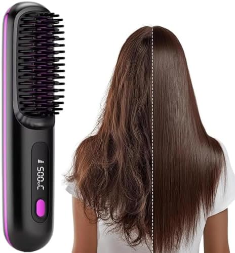 2026 Upgraded Go Brush - Pro for Short Hair - Cordless Straightening Brush with Fast Heat, 3 Temperature Settings, Ionic & Ceramic Care, 2500mAh USB-C Rechargeable for Frizz-Free Styling by HERONLINK