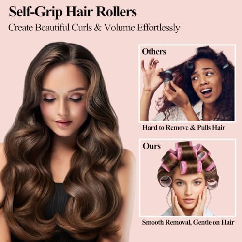 51PCS Self Grip Hair Rollers for Women, 24 Piece Heatless Curlers with Clips, 4 Sizes Jumbo Rollers (2.5", 2", 1.5", 1") for Long, Medium & Short Hair, No Heat Curling Kit for Volume & Bangs Styling - Image 6