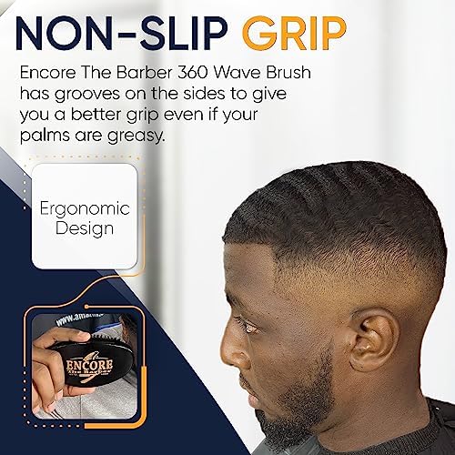 360 Wave Brush medium boar bristle | curved palm for men hair (Black) - Image 4