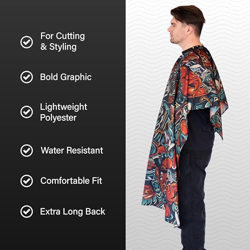 BD Barber Cape - Snap Closure, Water-Resistant, Lightweight Polyester, 45"x65", Professional Coverage for Cutting and Styling - Image 3