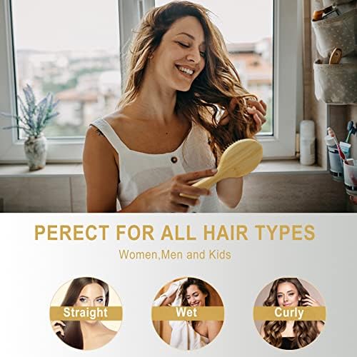 MRD Hair brush, Natural Bamboo Paddle Detangling Hairbrush, Massage Scalp Thick/Thin/Curly/Dry Hair For Women & Men - Image 6