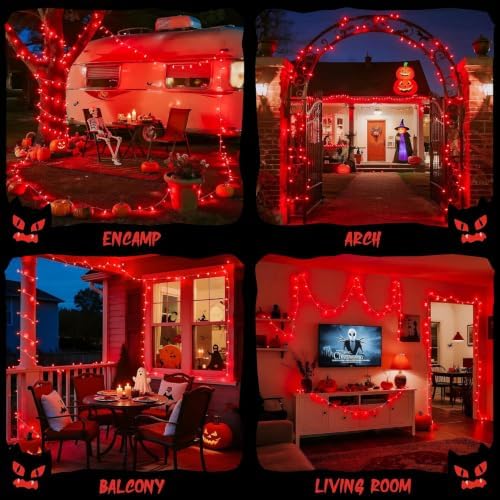 JMEXSUSS 66ft 200 LED Red Halloween Indoor Outdoor String Lights Plug in - Image 5
