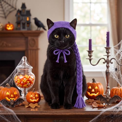 Thiccywoov 2 Pcs Costume Pet Wigs for Dogs Cats, Hats Purple - Image 5