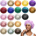 20Pcs Satin Bonnets for Sleeping, Large Silk Hair Bonnet for Women, Wide Band Adjustable Sleep Cap for Curly Braids Dreadlocks Natural Hair (20 Colors) by Unknown