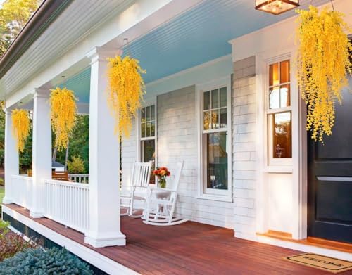 RECUTMS 3Pcs Fake Eucalyptus Vines Hanging Plants Yellow Fall Decor - Image 6