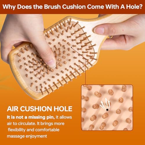 Bamboo Paddle Hair Brush for Women, Detangling & Scalp Massage - Image 2