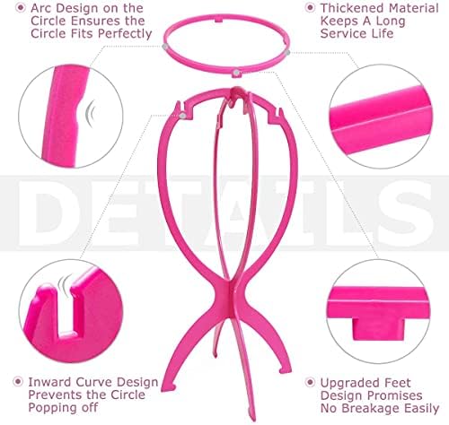 Dreamlover Wig Stand, Wig Holder, 3 Pack, Hot Pink, 14.2 Inches - Image 3