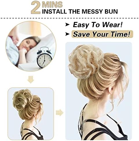HMD 5 Pieces Messy Hair Bun Hairpiece Tousled Updo for Women - Image 3