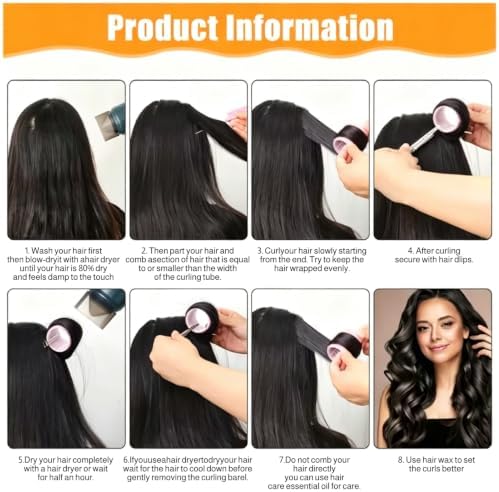 Black Self Grip Hair Rollers Curlers 24 Pcs Set with Metal Clips - Image 5