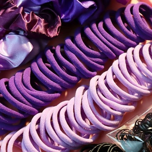 YANRONG Hair Accessories for Woman, 755PCS Set Seamless Ponytail Holders Variety Hair Scrunchies Hair Bands Scrunchy Hair Ties For Thick and Curly (Purple) - Image 5