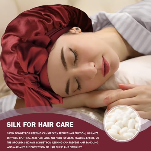 Silk Bonnet for Women,Adjustable Double Layer Sleep Cap - Image 5
