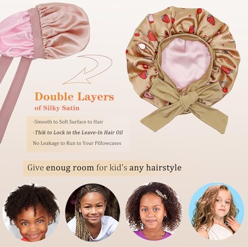 2 PCS Kids Bonnet for Girls Double Layer Satin Bonnet for Child3-12Y - Image 3
