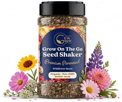 Wildflower Seed s – Perennial Flower Seeds Mix to Plant Anywhere, by Geva Grow | 12-Type Beautiful Perennial Wildflower Seeds Bulk 90,000+ Seeds, 2 Ounce, No Messy Packets by GevaGrow