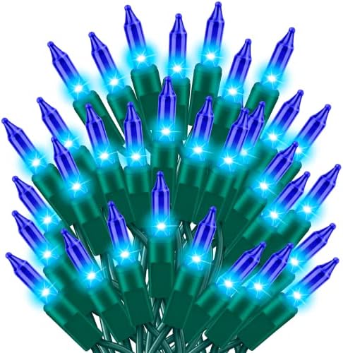 Ultra-Bright Connects End to End Blue Christmas Mini Light 300L 63.8Ft(2Sets-Each 150L)UL Listed Incandescent Bulb String Light for Indoor Outdoor Holiday Garden Party Christmas Tree Decor by TWINGLEHOME