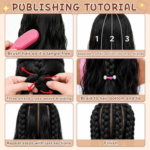 Doll Head for Hair Styling Makeup Kids, Pretend Play Salon Toys for Girls - Image 3