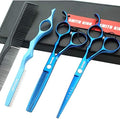 6.0 Inches Professional hair cutting thinning scissors set with razor (Blue) by Smithking