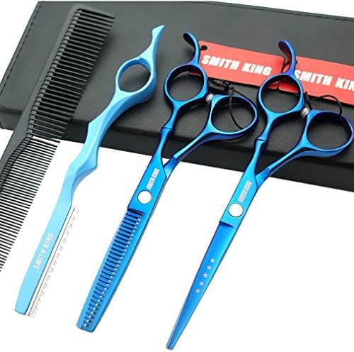 6.0 Inches Professional hair cutting thinning scissors set with razor (Blue) by Smithking