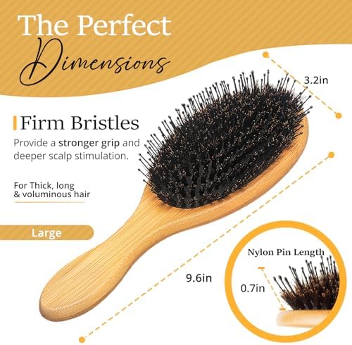 Belula Boar Bristle Hair Brush Set for Thick, Long and Curly Hair, Large - Image 3