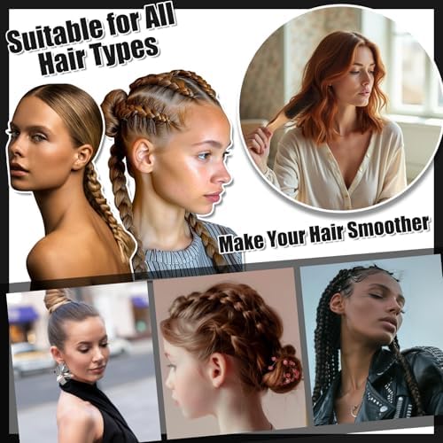 Boar Bristle Slick Back Hair Brush Comb with Wide Boar Bristle Brush,Hair Wax Stick,500PCS Elastic Rubber Bands for Women and Men Sectioning,Parting - Image 7